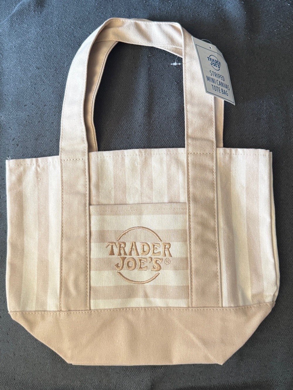 Trader Joe’s Striped Mini Canvas Tote Bag - Tan